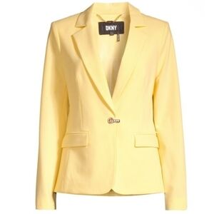 DKNY Women's Embellished Closure Blazer Bright Yellow Suit Jacket
